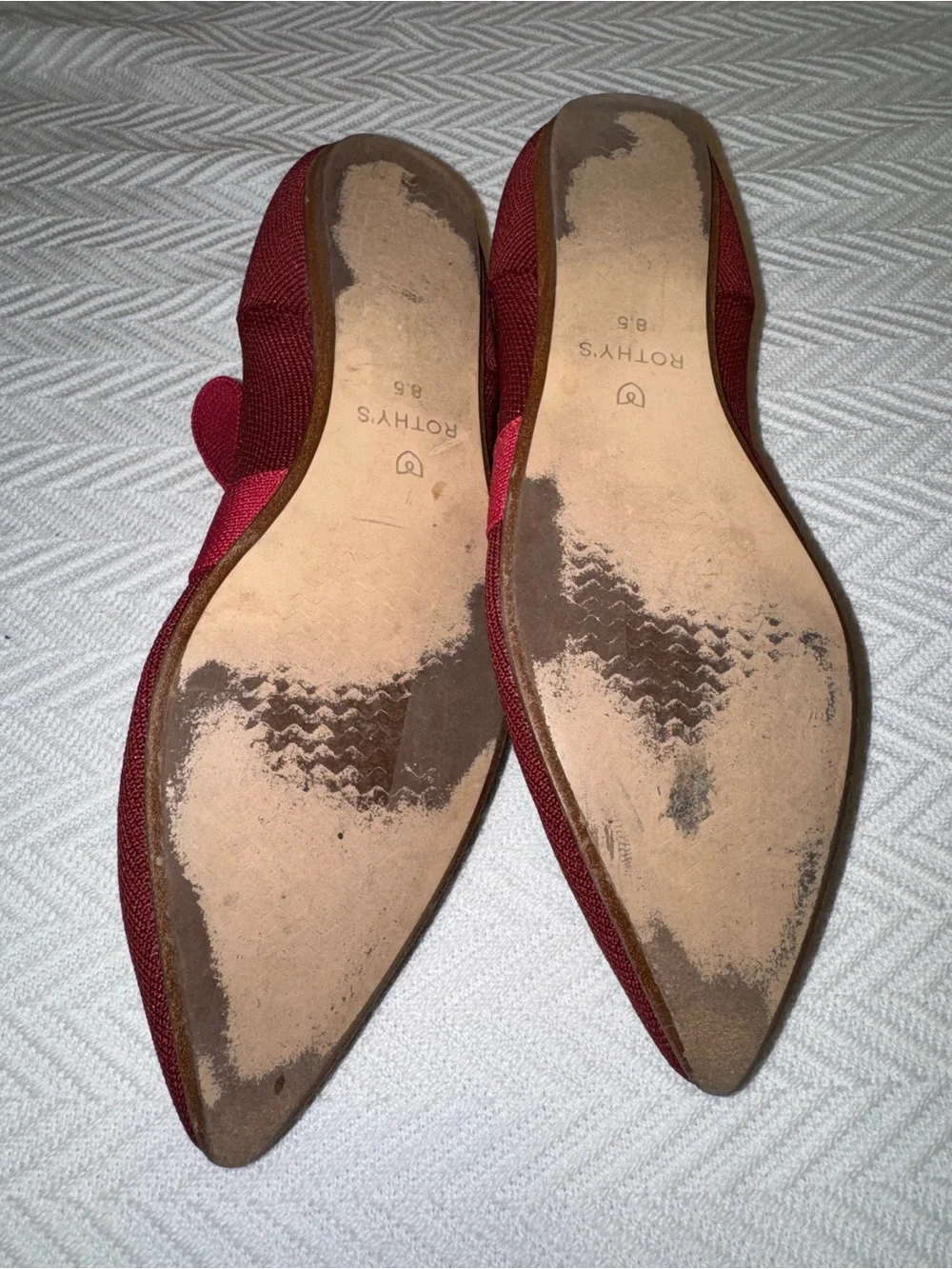 Rothy's Burgundy Pointed Bow-Detail Flats